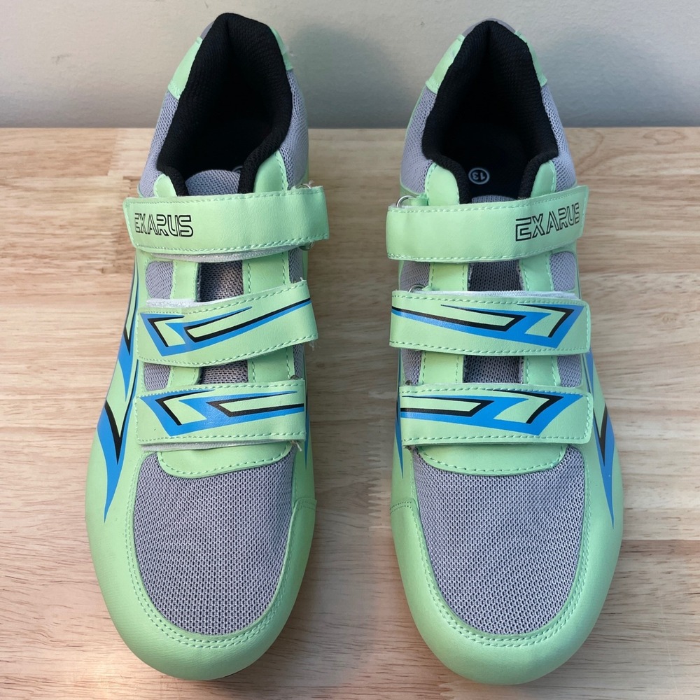 Exarus Mens Cycling Shoes Mint Green Blue Triple Strap Road Bike Spin Size 13